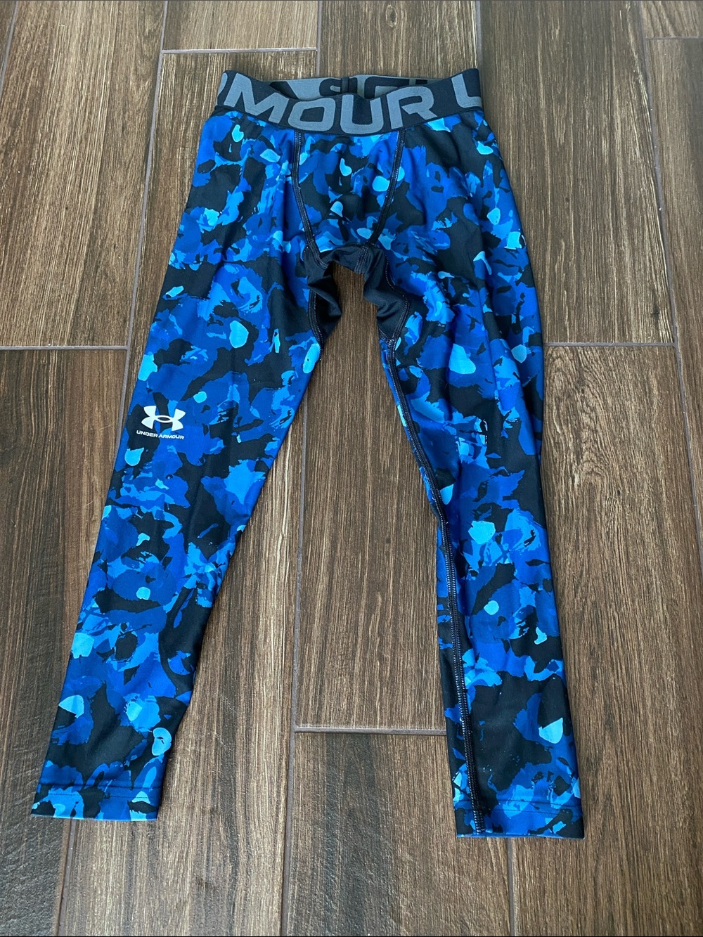 Under Armour Blue Camo Kids Compression Leggings